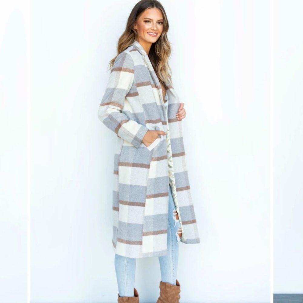 Apricot Lane Gray Striped Long Coat